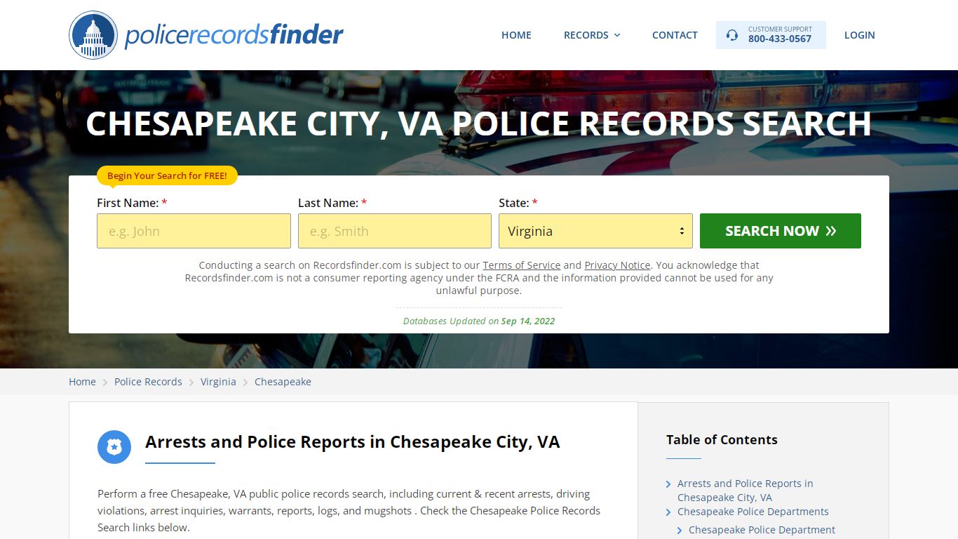 CHESAPEAKE CITY, VA POLICE RECORDS SEARCH - RecordsFinder